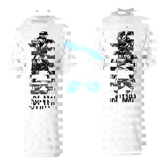 Boy Mom Messy Bun Camouflage Mother's Day 2025 Boy Mom T-Shirt | Mazezy