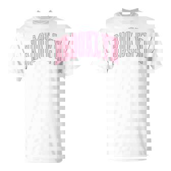 Brooklyn Vintage Preppy Varsity Pink Sports T-Shirt - Seseable