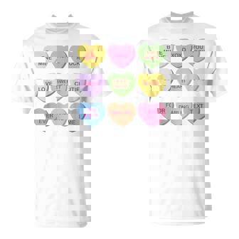 Candy Sweet Conversation Hearts Valentines Day Girls T-Shirt | Mazezy
