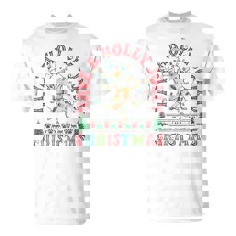Cat Holly Xmas Jolly Christmas Lights Retro Groovy Pet T-Shirt - Monsterry