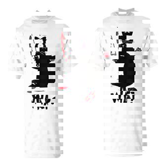 Cat What Knife Cat Murderous Cat With Knife T-Shirt - Cadeauxyz