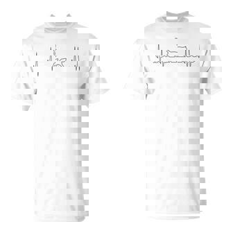 Cat Walking On Heart Line Heartbeat Shirt T-Shirt - Monsterry
