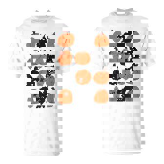 Cats Retro Groovy Pumpkin Halloween Thanksgiving T-Shirt - Monsterry
