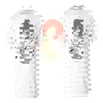 Chat Esthétique Japonais Avec Fleurs De Cerisier Sakura T-Shirt - Cadeauxyz