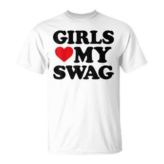 Chicas Corazón My Swag Girls Love My Swag Día De Sanalentín Corazón Camiseta unisex - Regaloses