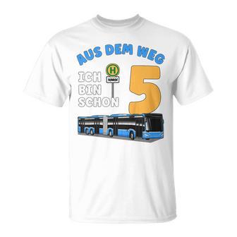 Children's 5 Years Boy Little Bus Driver 5Th Birthday Bus Articulated Bus T-Shirt - Geschenkecke