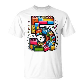 Children's 5Th Birthday With Building Blocks Idea T-Shirt - Geschenkecke