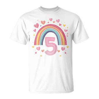 Children's Birthday 5 Girls Rainbow Fairy Fifth 5 Years Old T-Shirt - Geschenkecke