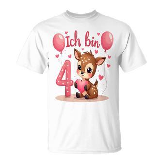 Children's Cute Deer I Am 4 Children's Birthday 4Th Birthday Girl T-Shirt - Geschenkecke