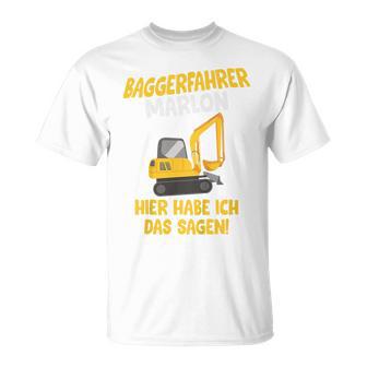 Children's Digger Driver Marlon Construction Site With Name Children's 80 T-Shirt - Geschenkecke