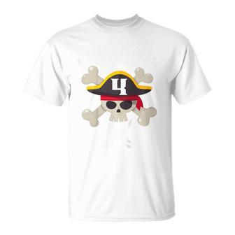 Children's Pirate 4 Years Attention I'm 4 4Th Birthday Boys T-Shirt - Geschenkecke