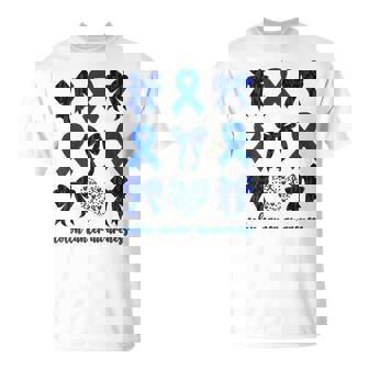 Colon Cancer Awareness Month For Colorectal Cancer Bow T-Shirt - Monsterry