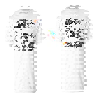 Coquette Bow Checkered Flag Racing Lover Monster Truck Racer T-Shirt - Monsterry