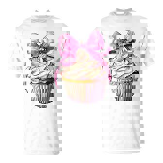 Coquette Bow Cupcake Baking Baker Girl Mom Pink Mother's Day T-Shirt | Mazezy
