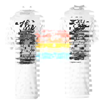 On Cruise Time Coconut Tree Graphic Summer Vacation Cruising T-Shirt - Seseable