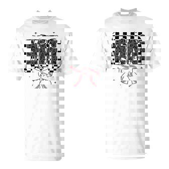 Cute Baseball Mimi Ballpark Coquette Bow Grandma T-Shirt - Seseable