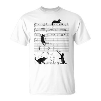 Cute Cat Music Noteintage Notes Musician T-Shirt - Geschenkecke