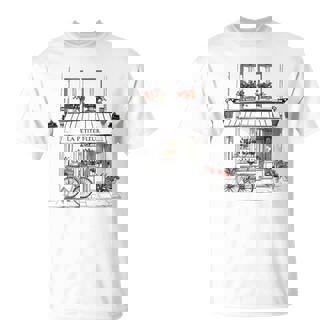 Cute French Flower Shop Paris France Line Drawing Souvenir T-Shirt - Seseable