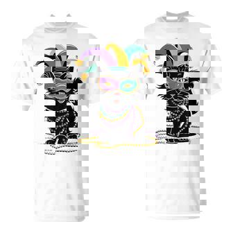 Cute Mardi Gras Cat For Girls Cat Lovers Carnival Mask T-Shirt - Seseable