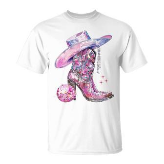 Cute Pink Cowgirl Boots Disco Western Country Cow Girls T-Shirt - Geschenkecke