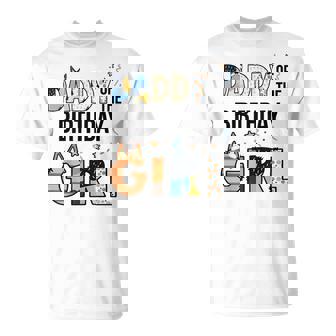 Daddy Of The Birthday Girl Party Blue Dog Lover Matching T-Shirt - Monsterry