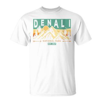 Denali National Park Mountains Nature Retro Sunset Vintage T-Shirt - Thegiftio UK
