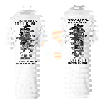 Don't Look At Me I Didn't Vote For Him Messy Bun Usa Flag T-Shirt | Seseable CA