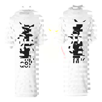 Drôle De Chat Noir Avec Un Couteau T-Shirt - Cadeauxyz