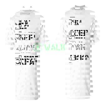 Eat Sleep Walk Repeat Walker Walking Exercise Premium T-Shirt - Monsterry