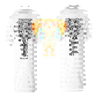 Elefante Animal Motivo Abstracto Flores Coloridas Elef Camiseta unisex - Regaloses