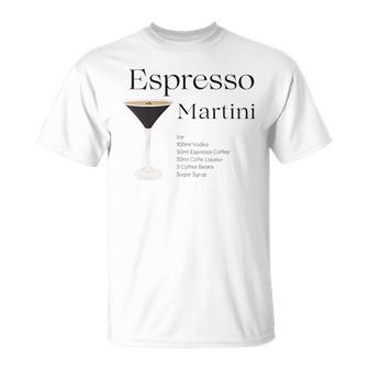 Espresso Martini With Recipe And Glass T-Shirt - Geschenkecke