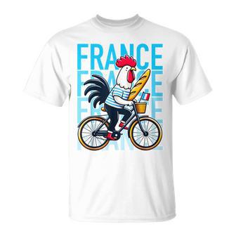 France Bicycle And Baguette Breton Stripes Rooster T-Shirt - Geschenkecke