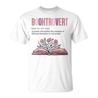 Booktrovert Definition Book Lovers Librarian Flowers T-Shirt - Geschenkecke