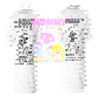 Mommy Of The Birthday Family Shark Birthday Boy Girl T-Shirt | Mazezy