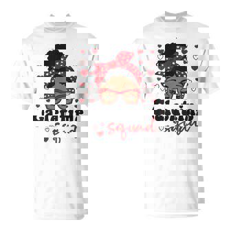 Galentine Squad Black Afro Messy Bun Galentines Day T-Shirt | Mazezy