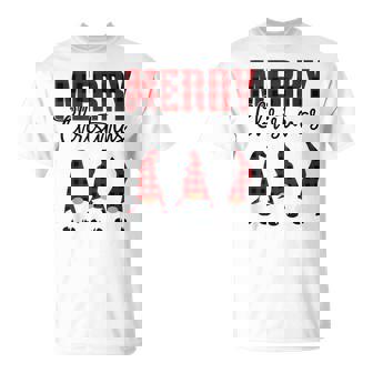 Gnomes Christmas Faceless Doll Merry Christmas Plaid Pajamas T-Shirt - Monsterry