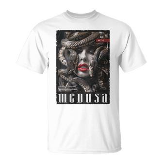 Goddess Snake Greek Mythology Backprint Medusa T-Shirt - Geschenkecke