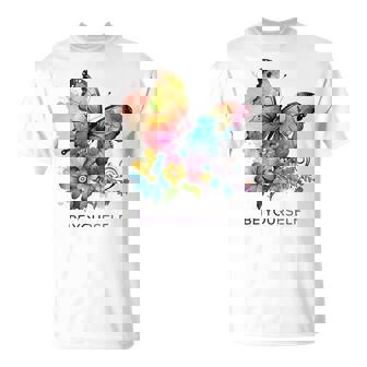Gráfica De Mariposa Arcoíris Be You Be Yourself Floral Cuello Camiseta unisex - Regaloses