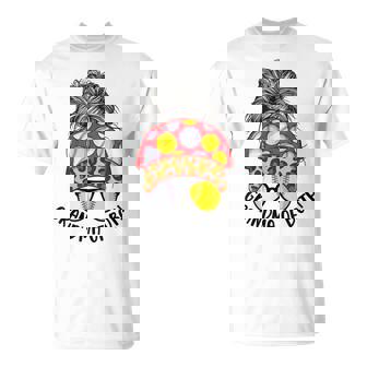 Grandma Of Both Messy Bun Softball Baseball Grandma T-Shirt - Seseable
