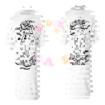 Groovy Ghost Spooky Babe Vibes Retro Floral Hippie Halloween T-Shirt - Monsterry