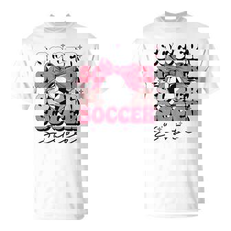 Groovy Soccer Sister Coquette Bow Soccer T-Shirt | Seseable CA