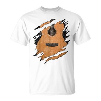 With Guitar Acoustic Music Guitarist Musician Blue T-Shirt - Geschenkecke