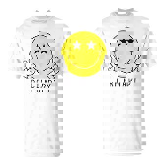 Be Happy Star Eyes Camisa Con Cara Sonriente Amarilla Camiseta unisex - Regaloses