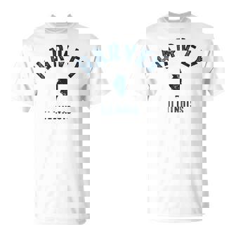 Harvey Illinois Ilintage 70S Diseño Deportivo Estampado Azul Marino Camiseta unisex - Regaloses