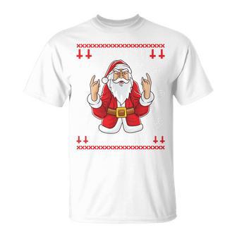 Heavy Metal Christmas Sleigher Hail Santa Claus Rock Music T-Shirt - Geschenkecke