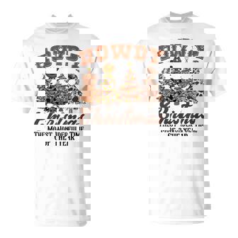 Howdy Christmas Tree Leopard Western Rodeo Cowboy Cowgirl T-Shirt - Monsterry