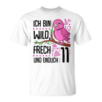 Ich Bin Wild Cheeky Und Endlich 11 Years 11Th Birthday Girl T-Shirt - Geschenkecke