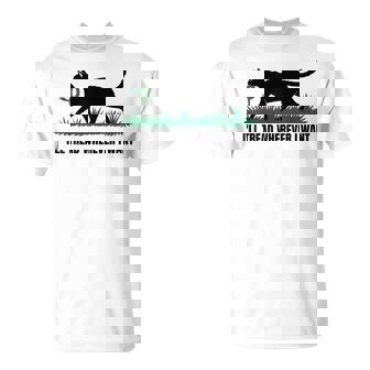 I'll Tread Wherever I Want Cat Lovers Adults Yellow Small Short Sleeve V-Neck Modern Animal Print Cat Themed Everyday Casual T-Shirt - Monsterry