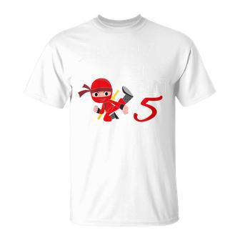 Kinder 5 Geburtstag Junge 5 Jahre Alt Fünfjähriger Ninja Rot T-Shirt - Geschenkecke