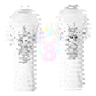 Kinder 8 Geburtstag Mädchen 8 Jahre Einhorn Party Outfit Einhorn T-Shirt - Geschenkecke